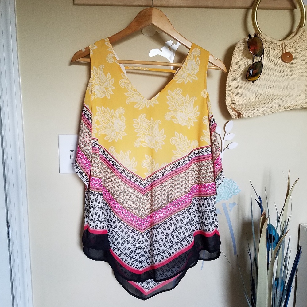 Multicolored Chiffon Blouse Small - image 3